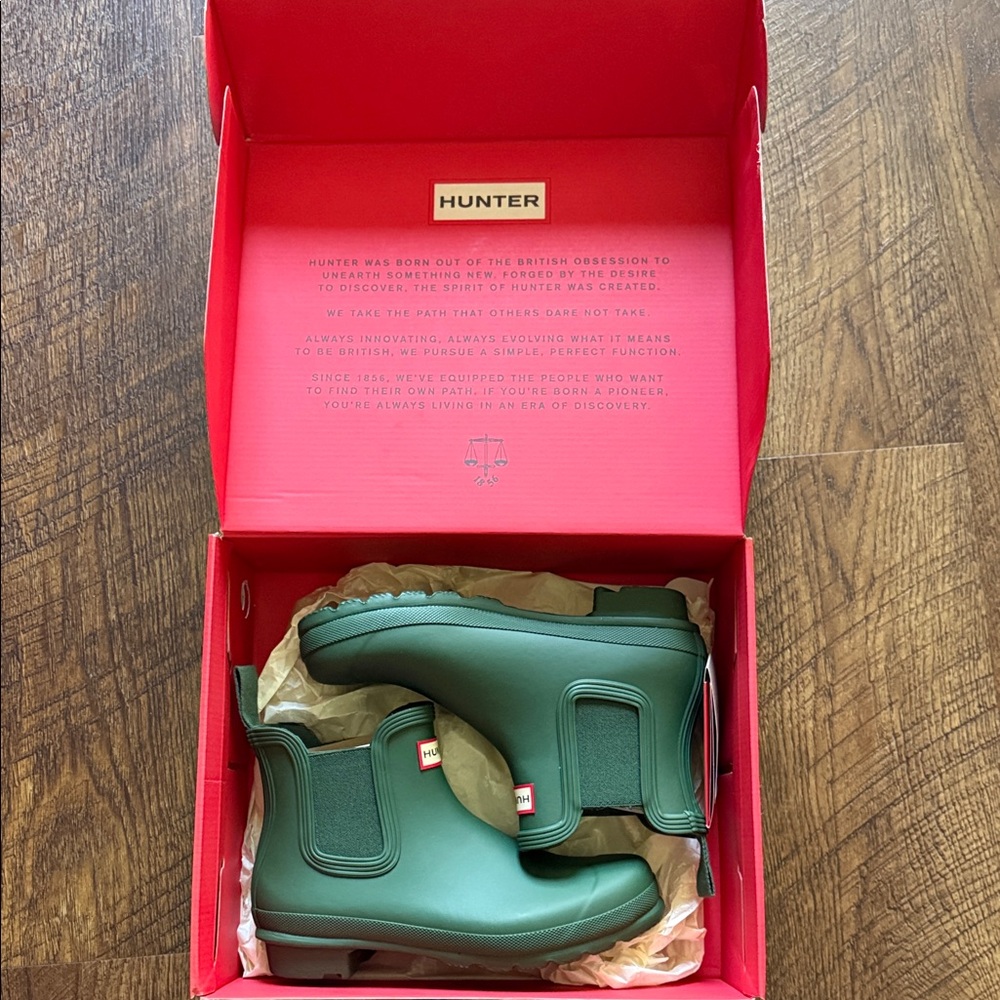 NWB Hunter Forest Green Ankle Rain Boots